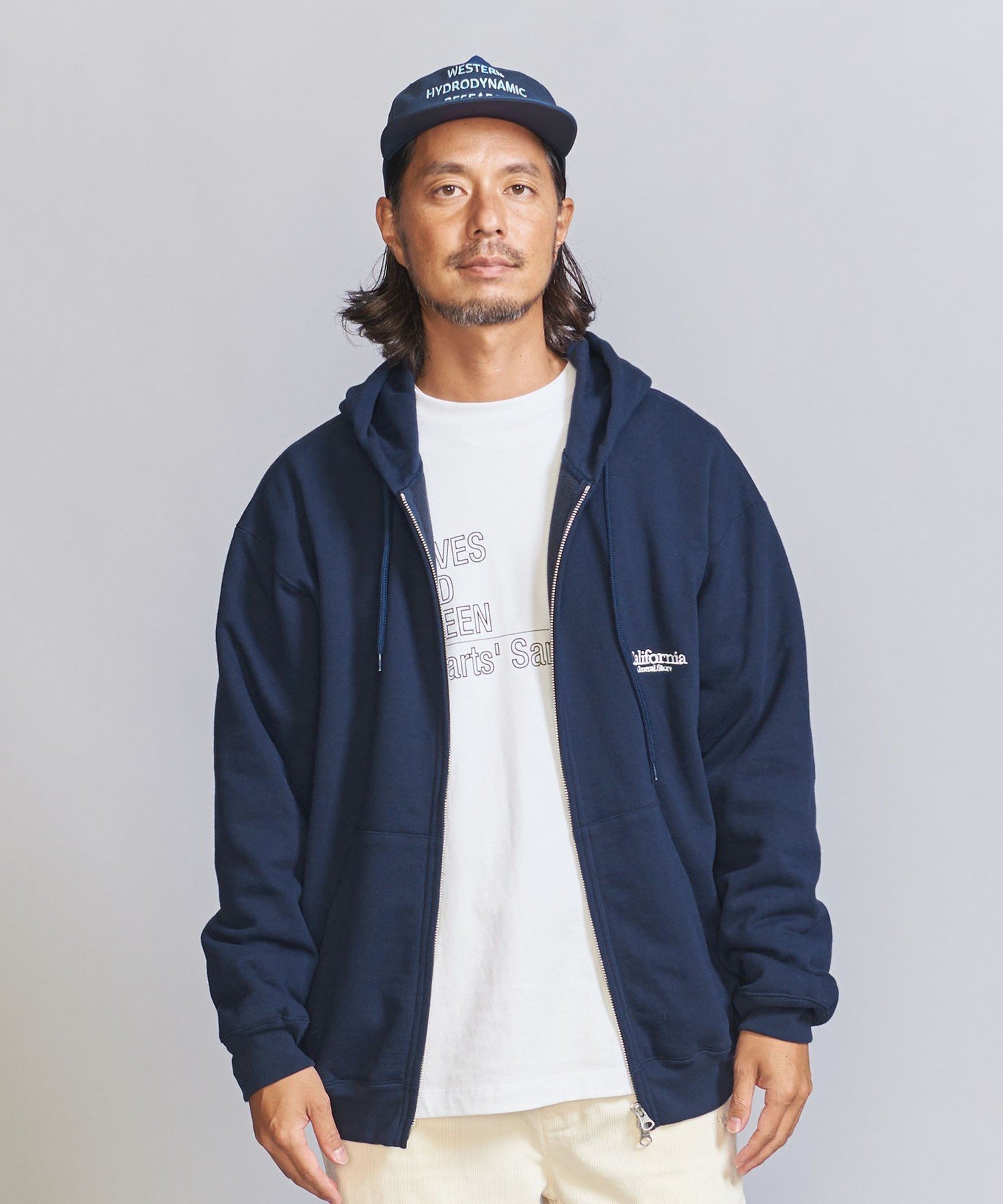 【SALE／50%OFF】California General Store オーガニック スウェット ジップパーカー ユナイテッドアローズ アウトレット トップス パーカー・フーディー ネイビー グレー【送料無料】