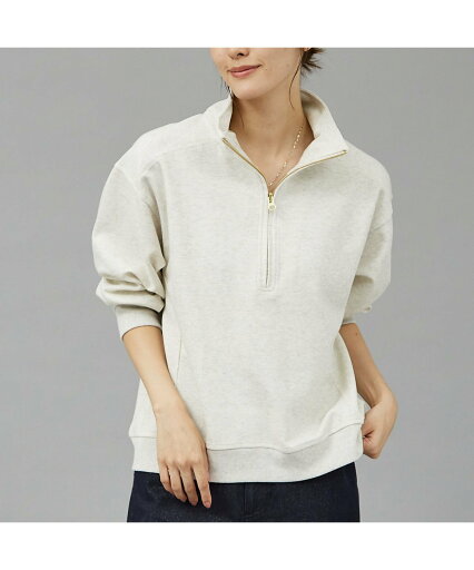 qualite 【MARGAUX】ハーフジップスウェットプルオーバー カリテ トップス スウェット・トレーナー ベージュ【送料無料】 qualite 【MARGAUX】ハーフジップスウェットプルオーバー カリテ トップス スウェット・トレーナー ベージュ【送料無料】
