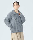 BEAMS HEART WOMEN Gジャン風 ニット ブルゾン ビームス ハート ジャケット・アウター ブルゾン・ジャンパー ブルー ホワイト【送料無料】