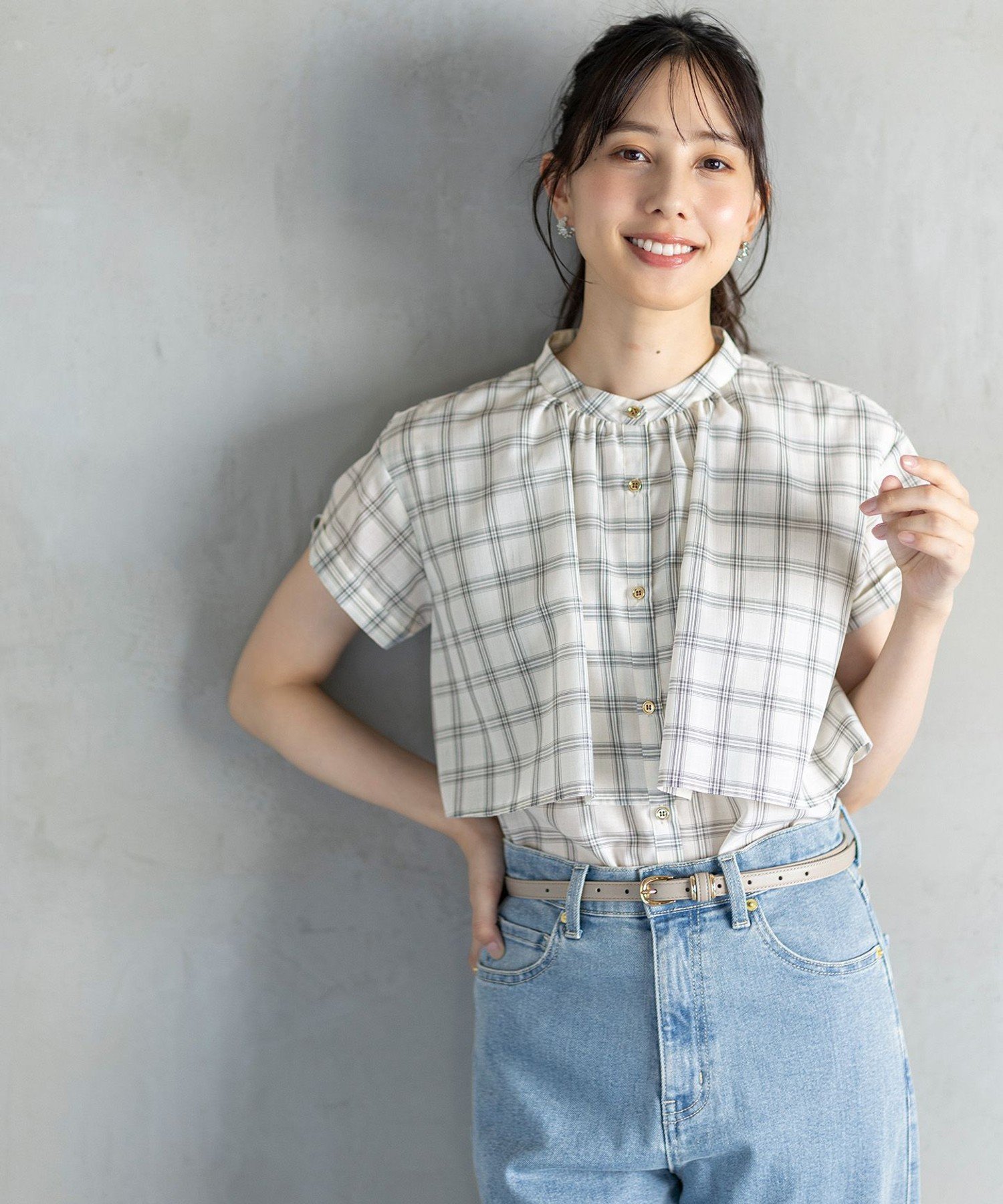 【SALE／20%OFF】ANY SIS 【洗える】バンドカラーレイヤード ブラウス エニィスィス トップス シャツ・ブラウス ホワイト ネイビー【送料無料】