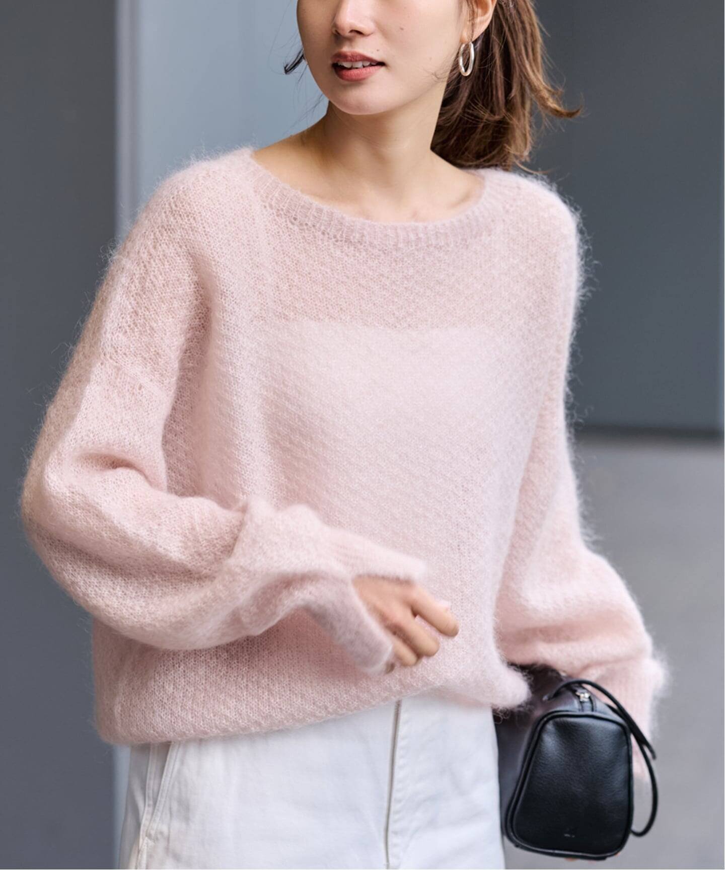 FRAMeWORK ≪予約≫モヘヤmix カノコ柄プルオーバー フレームワーク トップス ニット ピンク グレー ベー..