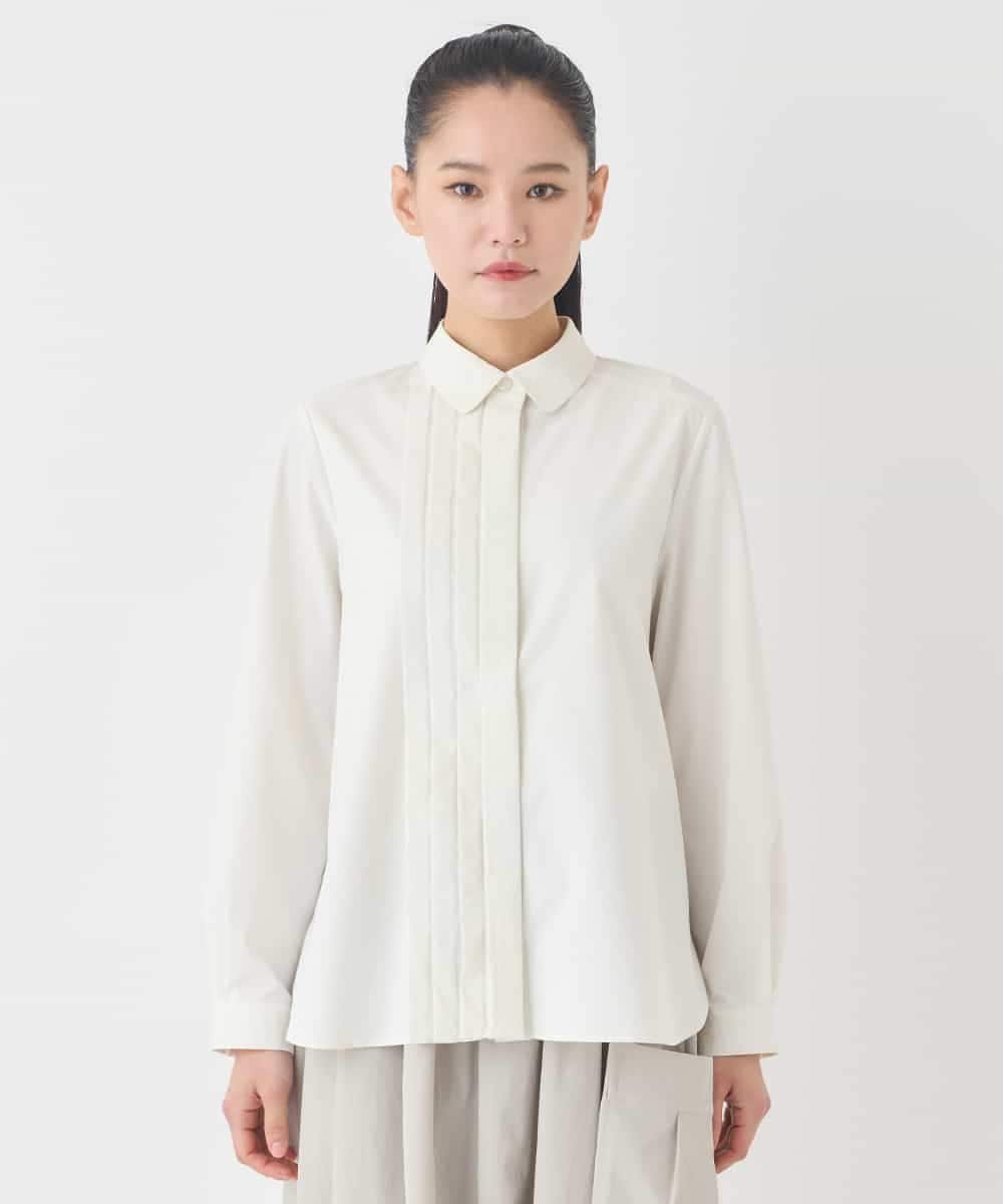 HIROKO BIS タックデザインタイプライターシャツ /洗濯機で洗える ヒロコ ビス トップス シャツ・ブラウス ホワイト ネイビー