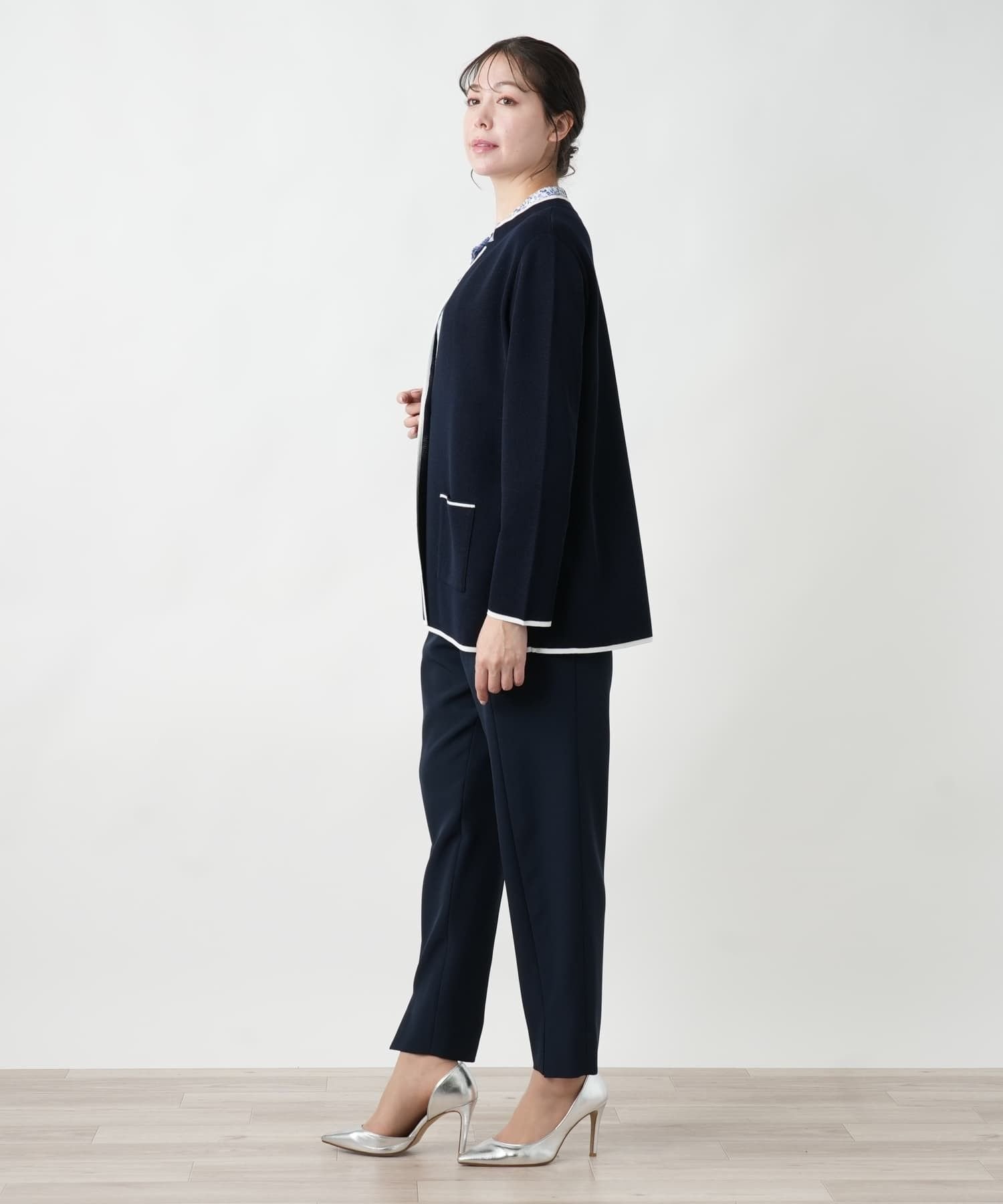 Leilian PLUS HOUSE 【店頭人気】カーディガン調ジャケット レリアン プラスハウス ジャケット・アウター テーラードジャケット・ブレザー ネイビー
