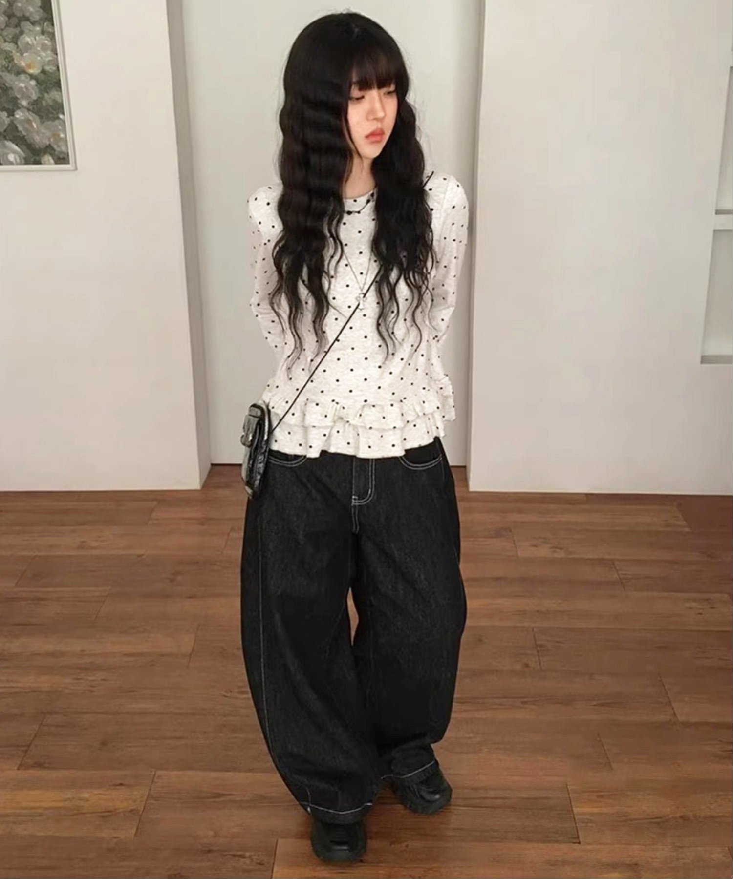HALEY PESCA HALEY PESCA/(W)HALEY PESCA/ドット柄 フリルカットソー チェルカ トップス カットソー・Tシャツ グレー