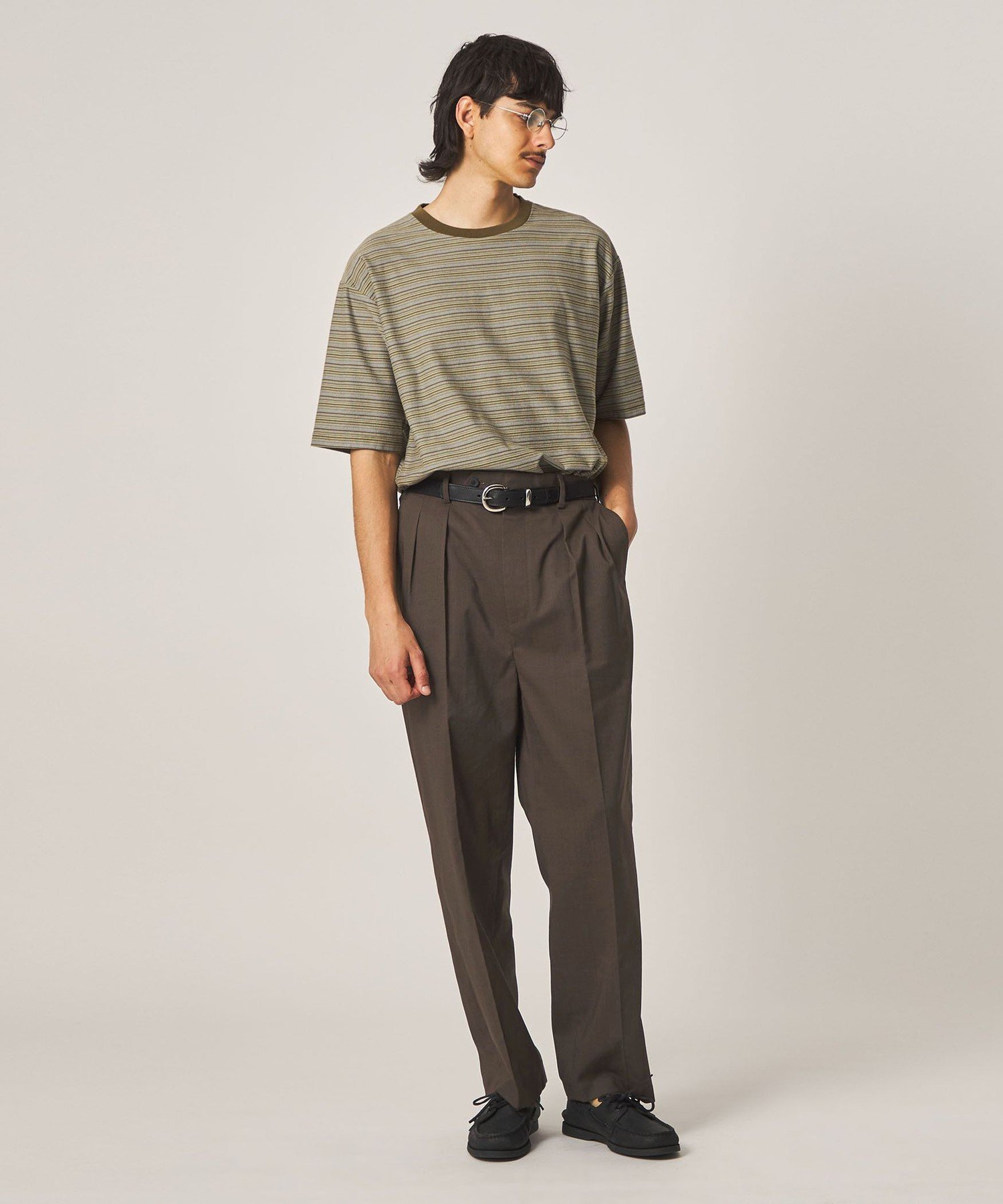 Steven Alan ＜Steven Alan＞ P/RA トロピカル イン ツープリーツ ドレス トラウザーズ ハーフイージー ビューティー＆ユース　ユナイテッドアローズ パンツ スラックス・ドレスパンツ ブラウン ブラック【送料無料】