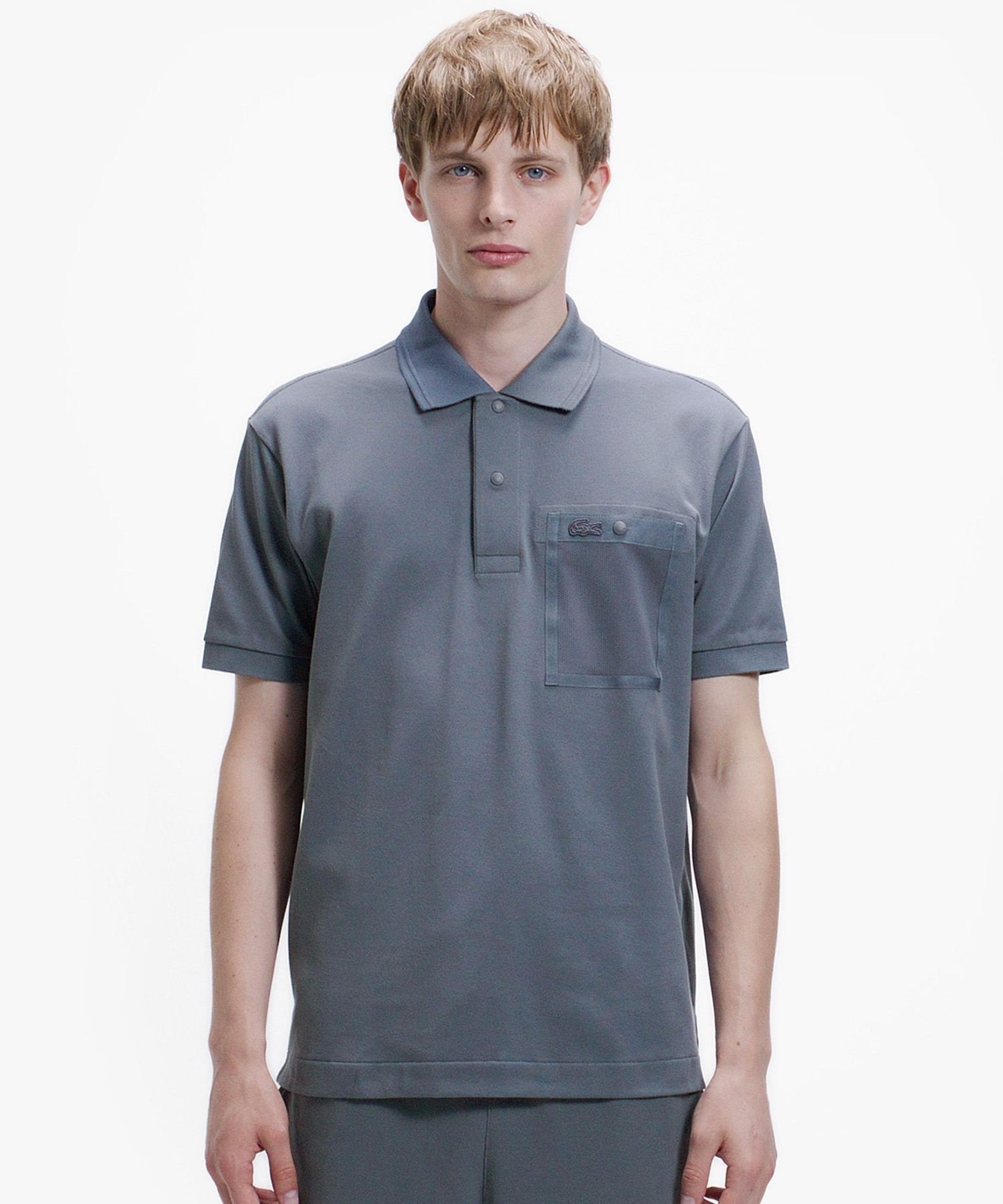 LACOSTE メッシュポケットワントーンポロシャツ ラコステ トップス ポロシャツ ホワイト グレー ブラック【送料無料】