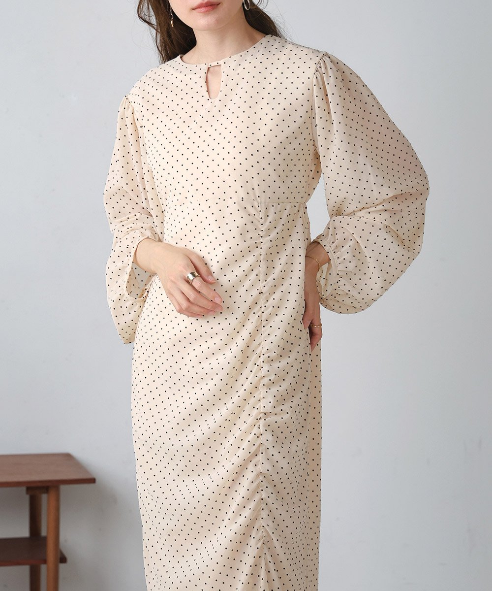 【SALE/30%OFF】Bab 【オケージョンドレス/結婚式/2サイズ展開】シアードットギャザースリットワンピース バブ / ブージュルード ワンピース・ドレス ドレス ブラック ホワイト【送料無料】