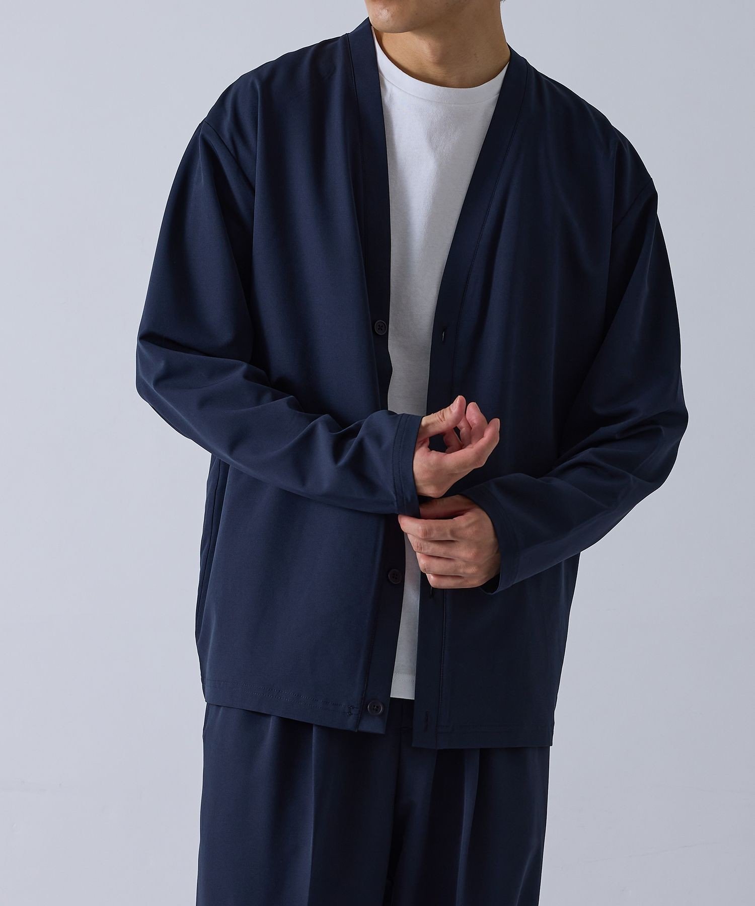 LE CERCLE par rope' HOMME サークルストレッチカーディガン/セットアップ対応 ジュン スタンダード ピックス トップス カーディガン グレー ネイビー【送料無料】