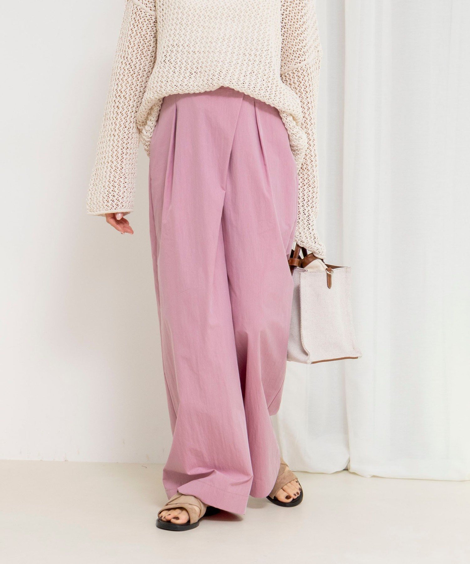 2nd NOLLEY'S 【一部WEB限定サイズ】ウォッシャブル撥水ワイドラップパンツ ノーリーズ パンツ その他のパンツ ブラック ピンク ホワイト ベージュ【送料無料】