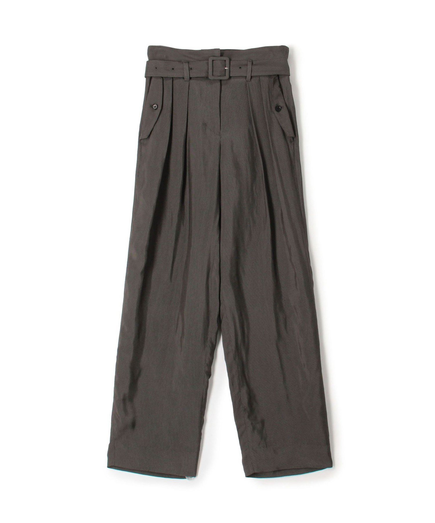 BACCA レーヨンハウンドトゥース ベルテッド2タックパンツ トゥモローランド パンツ カーゴパンツ ブラック【送料無料】
