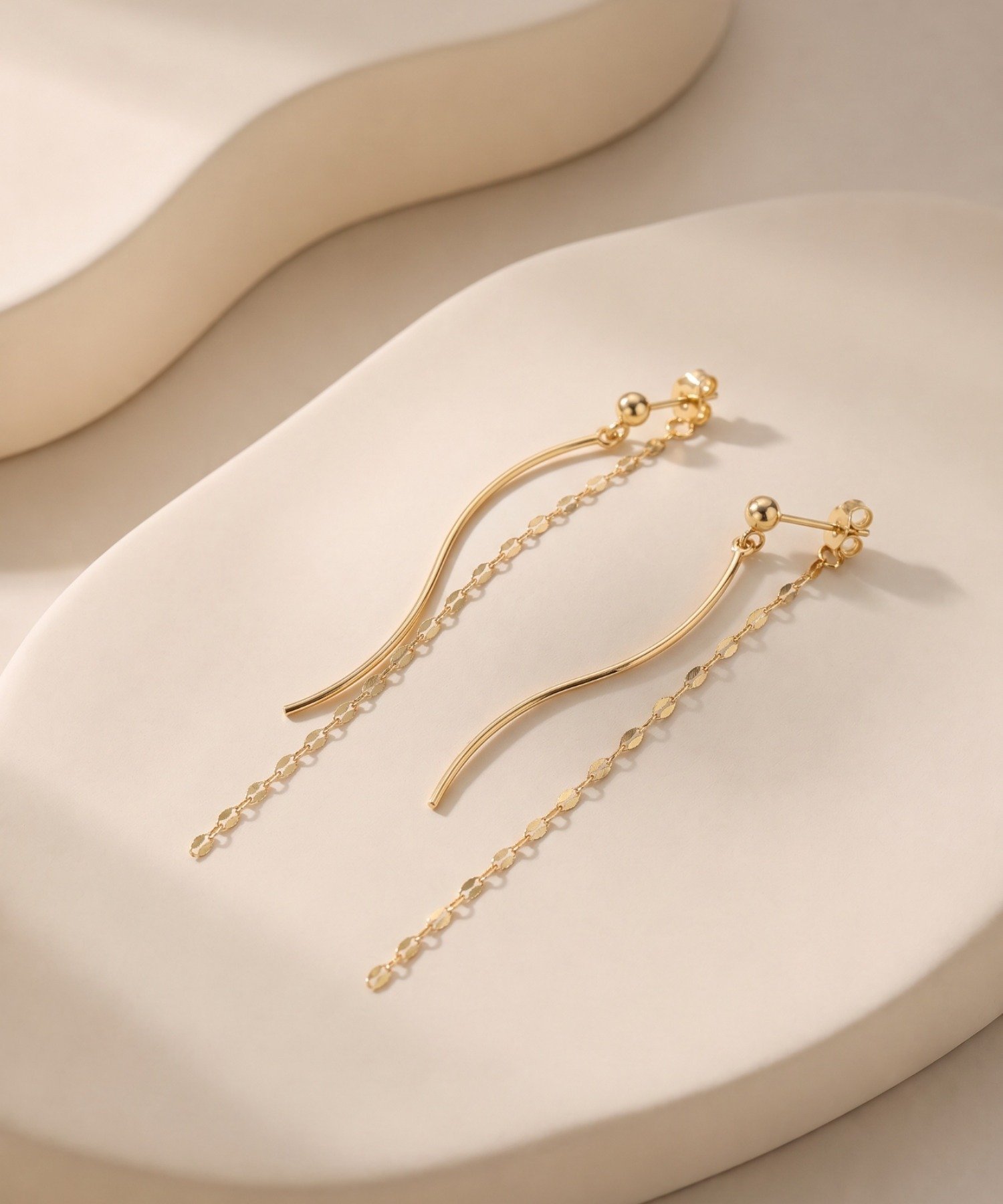 EMUNE ウェーブチェーンピアス エミュネ アクセサリー・腕時計 ピアス ゴールド【送料無料】