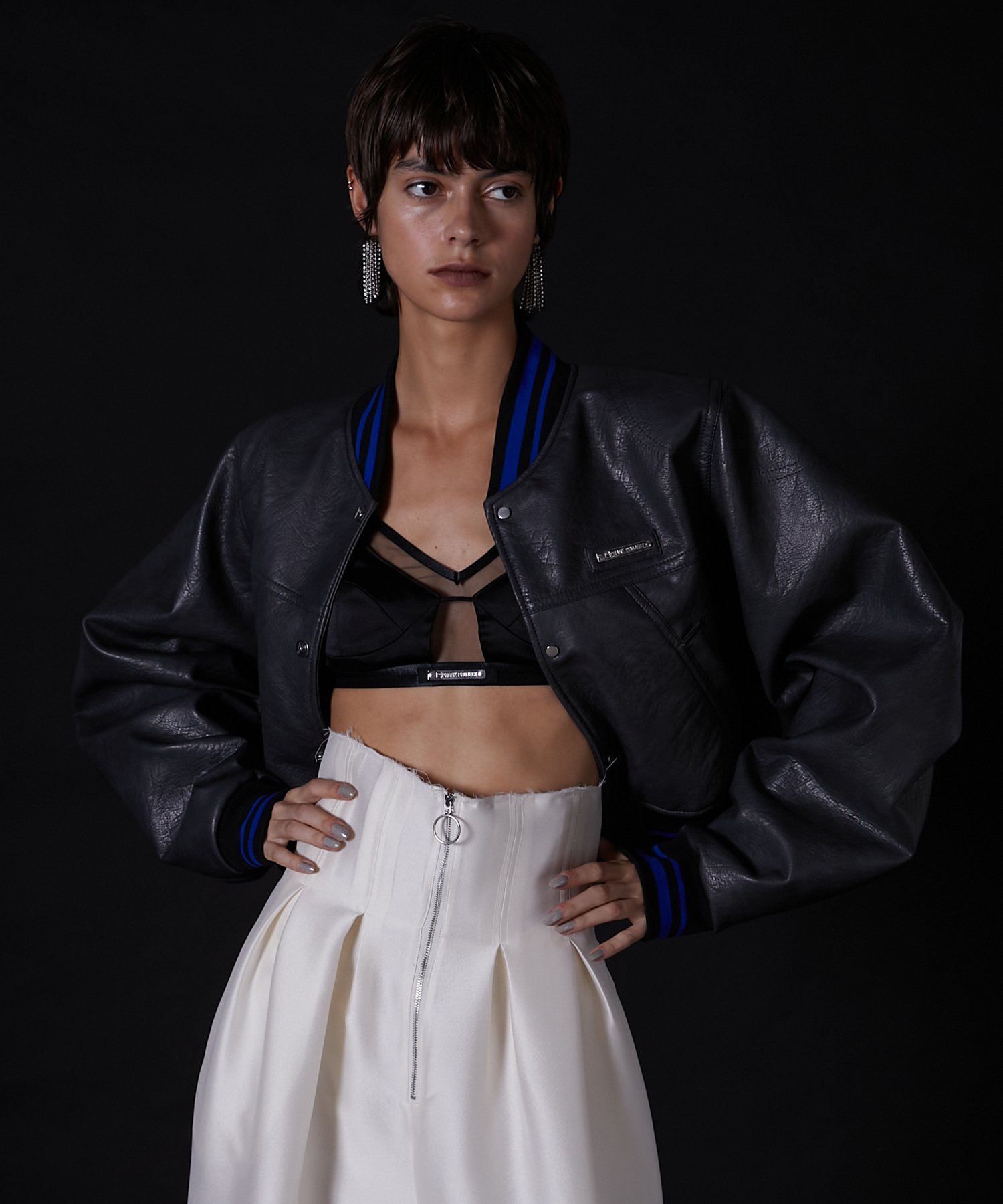 PRANK PROJECT レザースタジャンブルゾン / Leather Stadium Blouson プランク プロジェクト ジャケット・アウター ブルゾン・ジャンパー グレー ブラック ホワイト【送料無料】