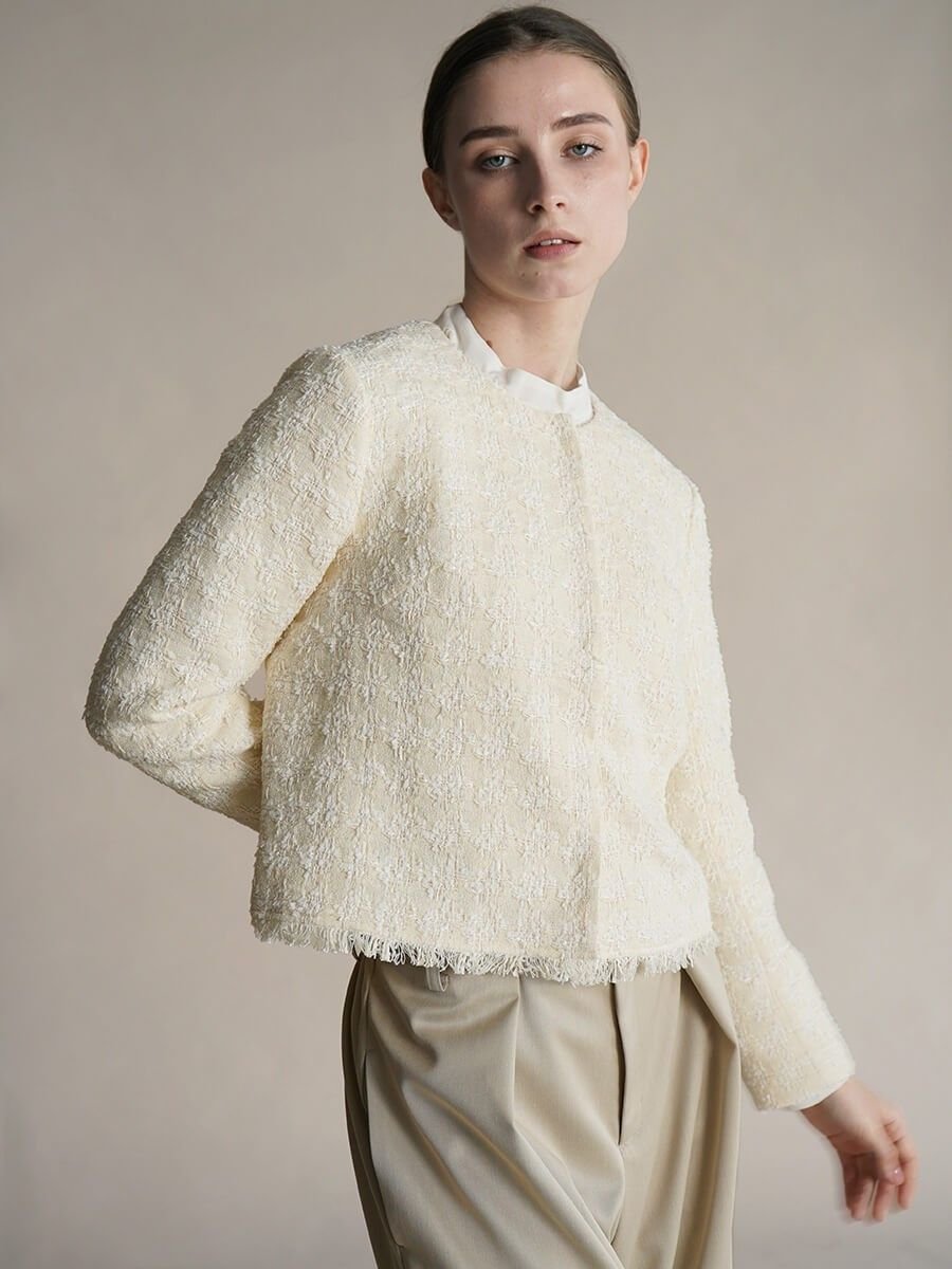 LASUD LINTON「リコッタチーズ」 ラシュッド ジャケット・アウター ノーカラージャケット ホワイト【送料無料】のサムネイル