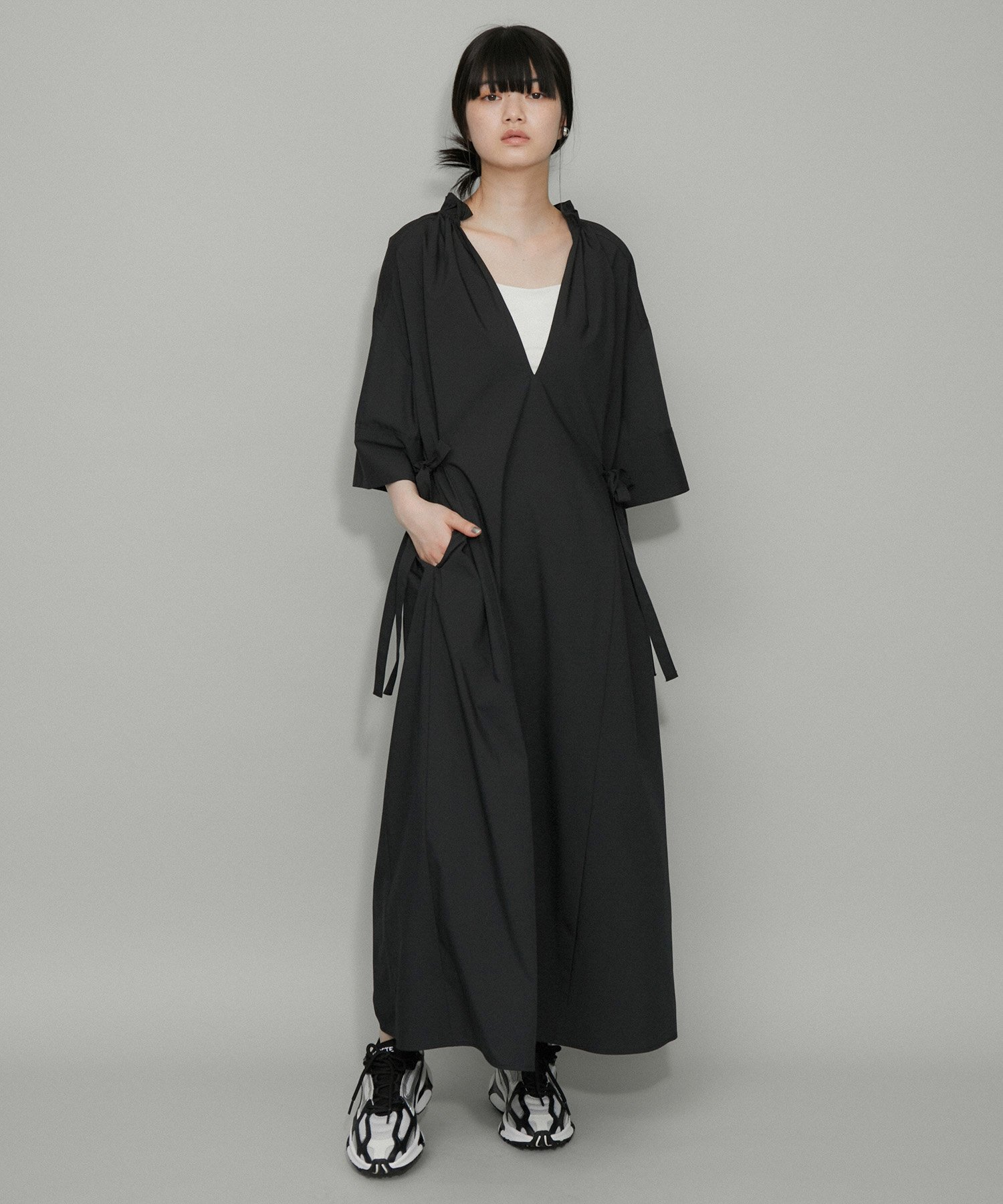 【SALE／20%OFF】ADAM ET ROPE' FEMME 【WEB限定】サイドリボンワンピース アダムエロペ ワンピース・ドレス ワンピース ブラック ネイビー【送料無料】のサムネイル
