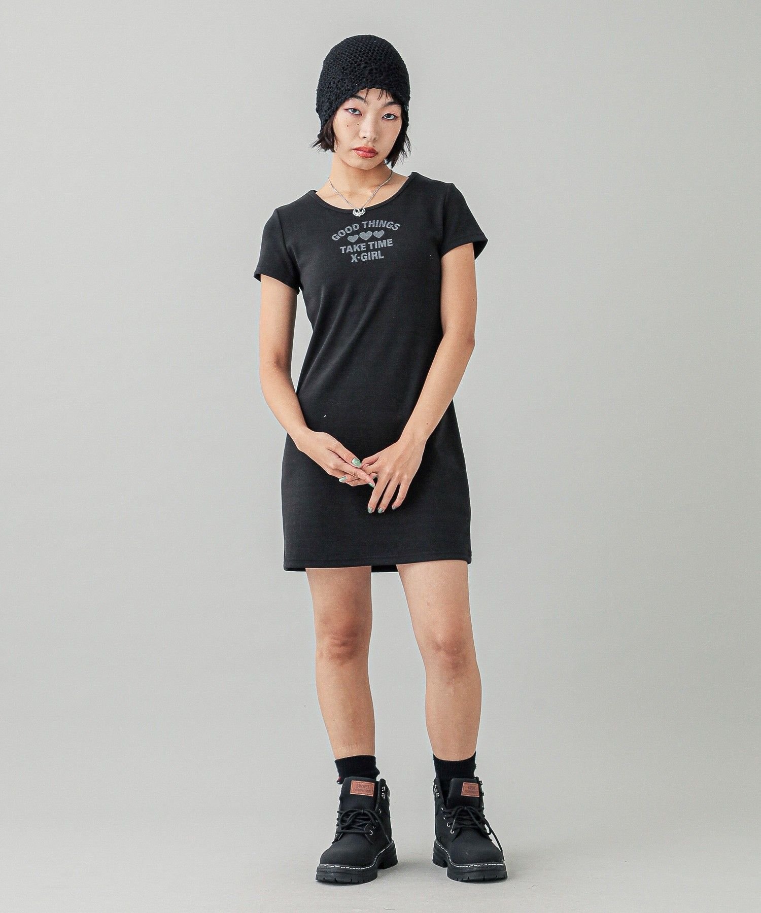 X-girl RIB BABY DRESS エックスガール ワンピース・ドレス その他のワンピース・ドレス ブラック ブルー
