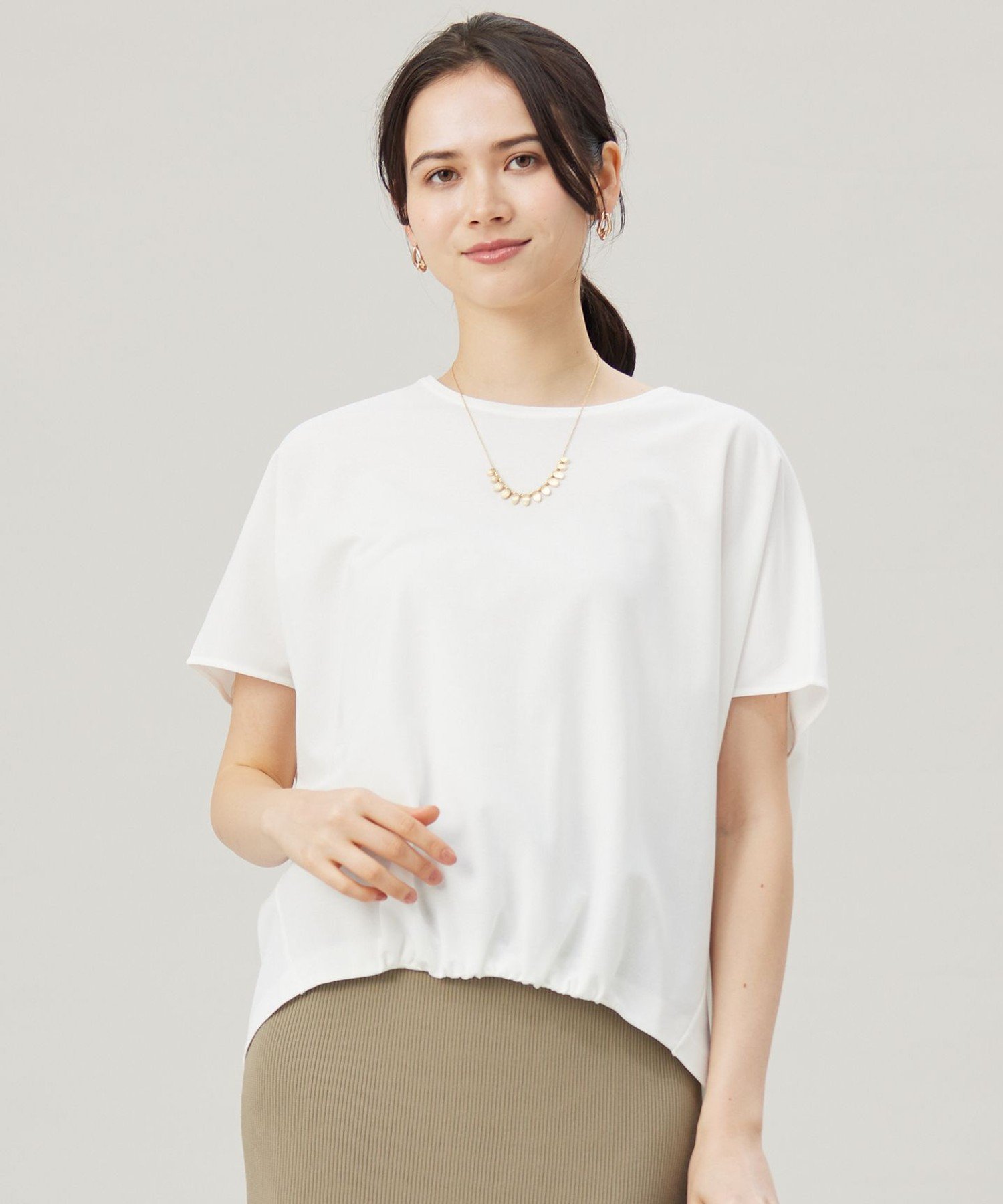 自由区 S 【接触冷感・UVカット・吸水速乾・抗菌防臭・洗える】ハイカウントフォルム Tシャツ ジユウク トップス カットソー・Tシャツ ホワイト ブラック グリーン
