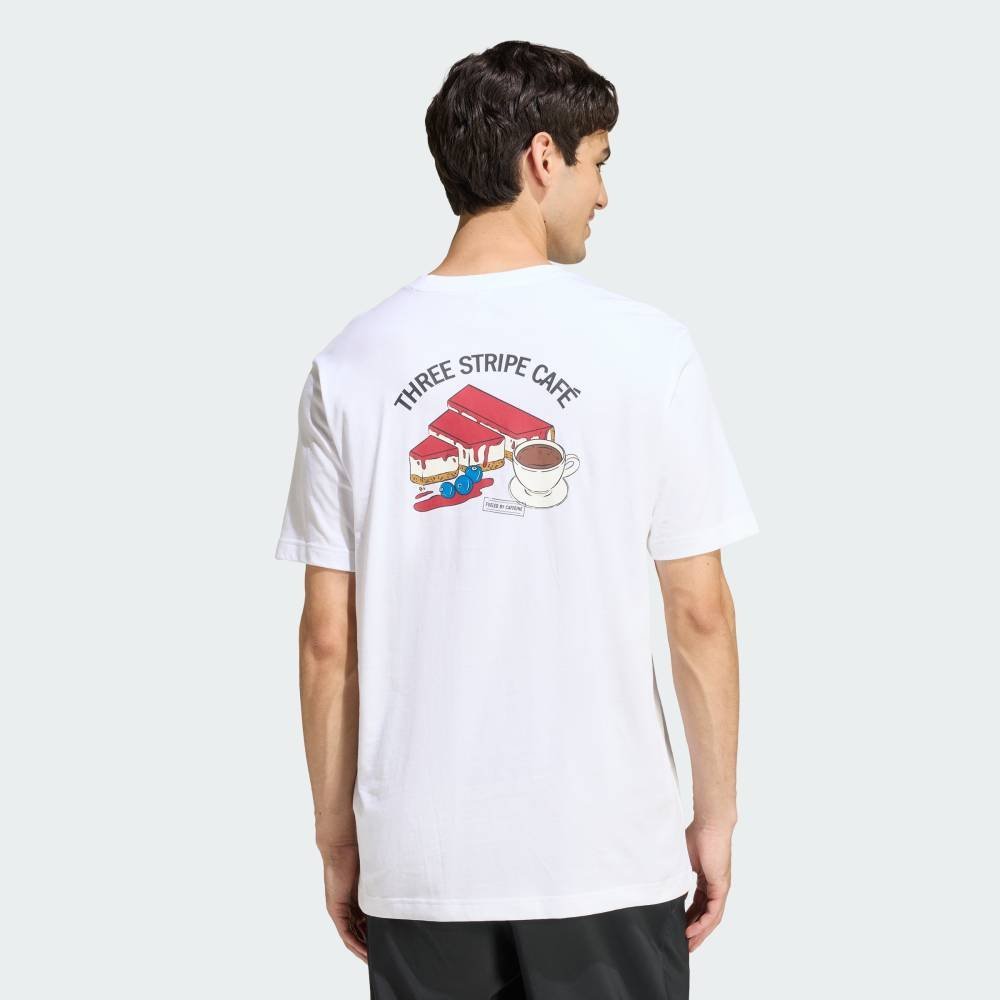 【公式】アディダス adidas 返品可 コーヒー カフェ チーズケーキ グラフィックTシャツ アディダス トップス カットソー・Tシャツ ホワイト