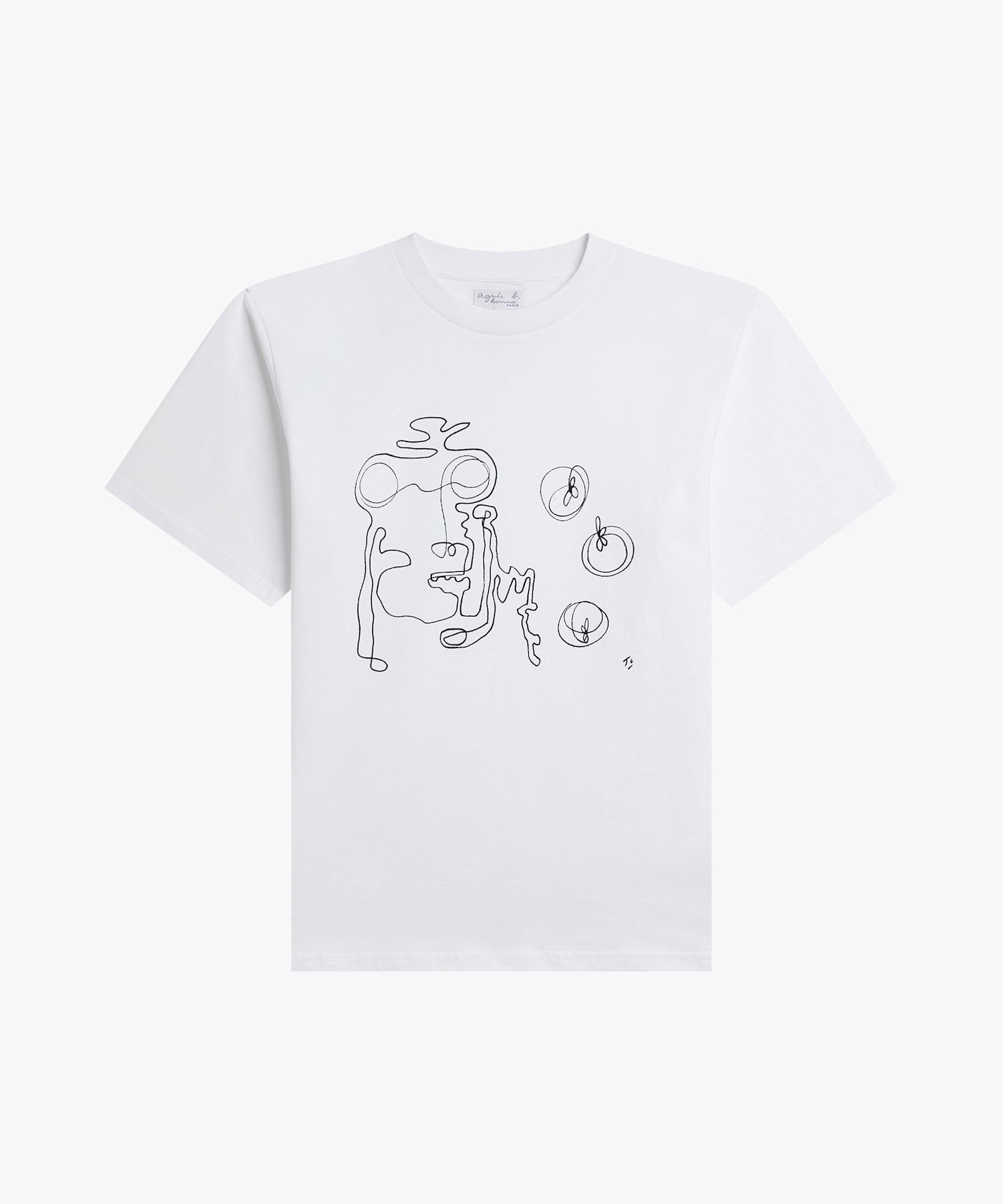 agnes b. HOMME メンズ プリント コットン 半袖 アーティスト Tシャツ 