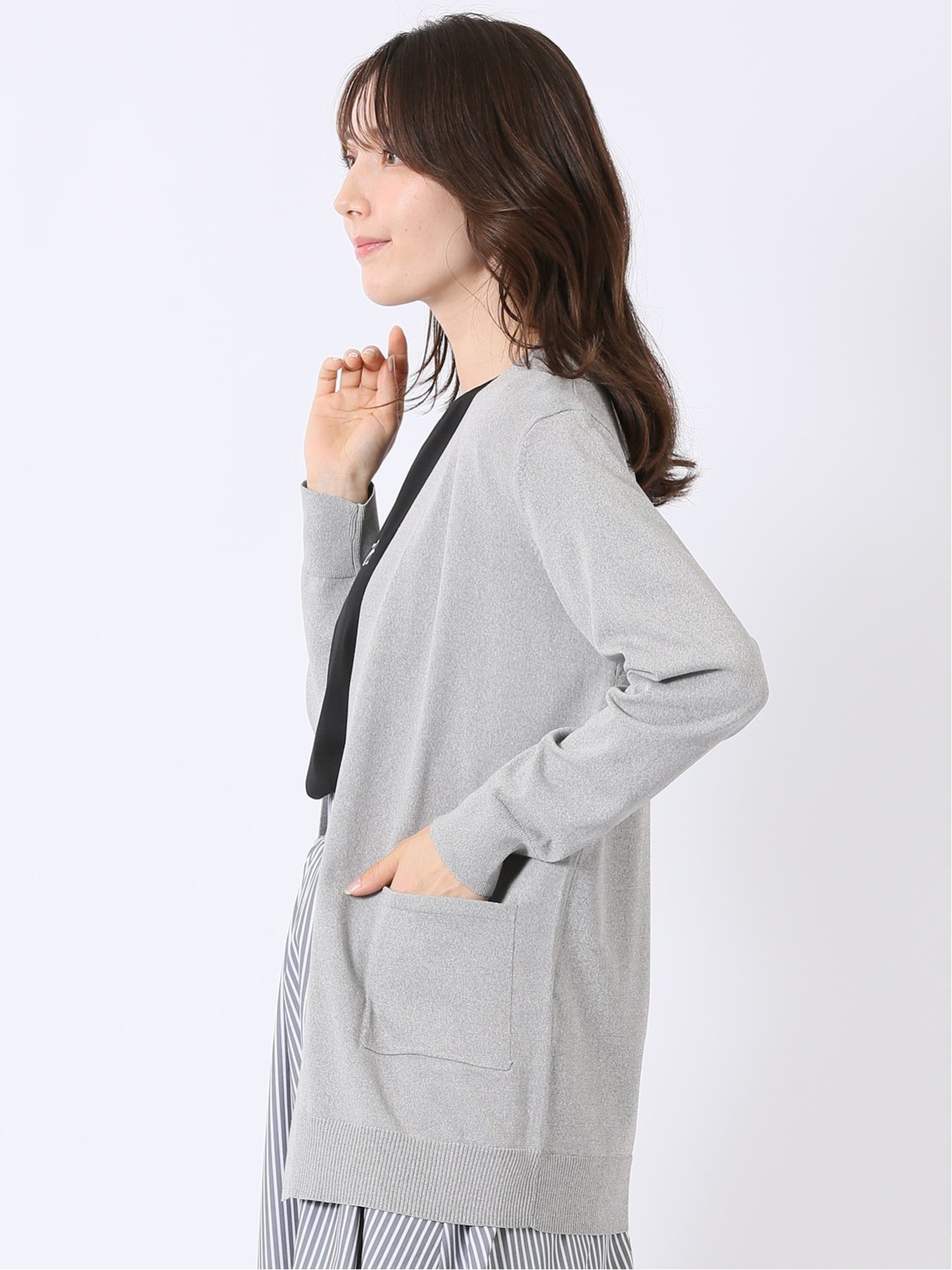 【SALE／10%OFF】m.f.editorial 快適機能 ポケット付き ロング ニット カーディガン タカキュー トップス カーディガン グレー【送料無料】