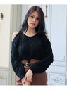 【SALE/30%OFF】LIP SERVICE オープンショルダーベロアニット リップサービス ニット 長袖ニット ブラック ベージュ ホワイト【送料無料】