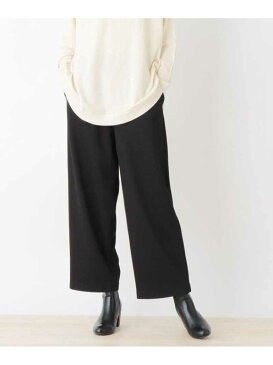 【SALE/50%OFF】SHOO・LA・RUE 裏起毛ストレッチタックワイドパンツ シューラルー パンツ/ジーンズ クロップド/半端丈パンツ ブラック グリーン ベージュ ピンク