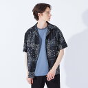 アバハウス 服 メンズ 【SALE／33%OFF】ABAHOUSE LASTWORD 総柄 オープンカラー 半袖シャツ アバハウス トップス シャツ・ブラウス ブラック カーキ ブルー【送料無料】