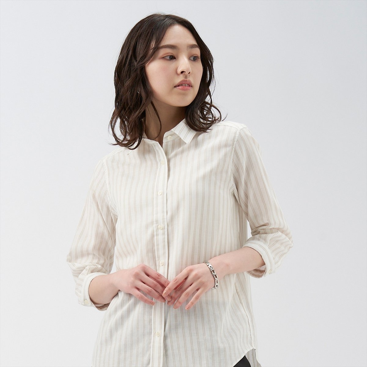 【SALE／35%OFF】Pitta Re:) 【Pitta Re:)】 Wガーゼ レギュラー衿 綿100% 七分袖シャツ トーキョーシ..