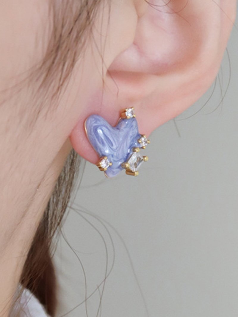 【SALE／13%OFF】Coo+i ハートビジューデザインピアス スレンダー アクセサリー・腕時計 ピアス グリーン ブルー レッド