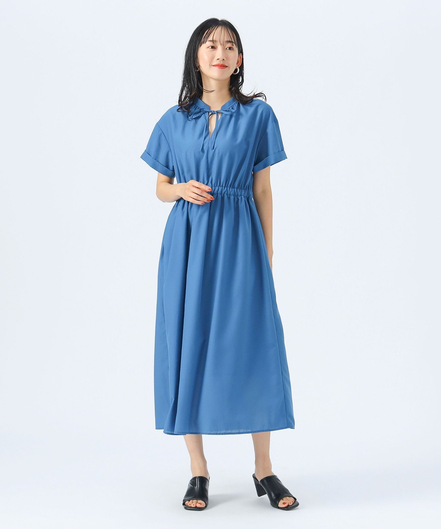 【SALE／40%OFF】BEAMS HEART WOMEN ギャザー スキッパー ワンピース ビームス ハート ワンピース・ドレス その他のワンピース・ドレス ベージュ ブラック ブルー【送料無料】