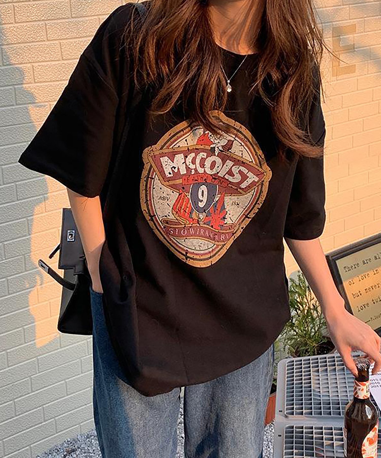 DEVICE select ヴィンテージライク プリント 半袖 Tシャツ 古着風 カジュアル メンズ レディース デバイス トップス カットソー・Tシャツ ホワイト ブラックのサムネイル