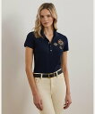 LAUREN RALPH LAUREN クレストパッチ ピケ ポロシャツ ラルフローレン トップス ポロシャツ ネイビー【送料無料】