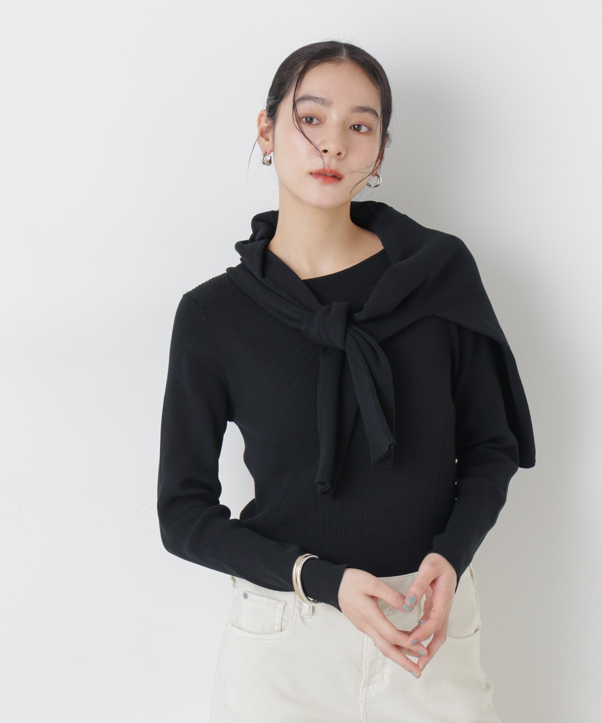 【SALE／35%OFF】NANO universe ウォッシャブルハイツイストボートネックリブニット ナノユニバース トップス ニット ブルー レッド ブラック ホワイト【送料無料】 stylife-15483387 Rakuten Fashion サンプル画像2