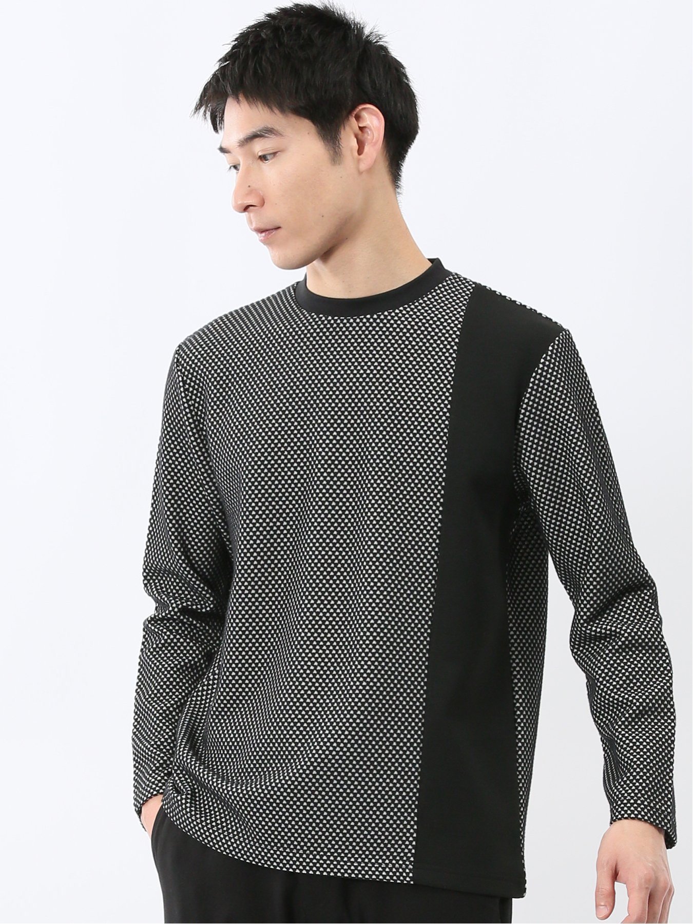 【SALE／10%OFF】m.f.editorial バーズアイジャガード クルーネック長袖Tシャツ タカキュー トップス カットソー・Tシャツ グレー