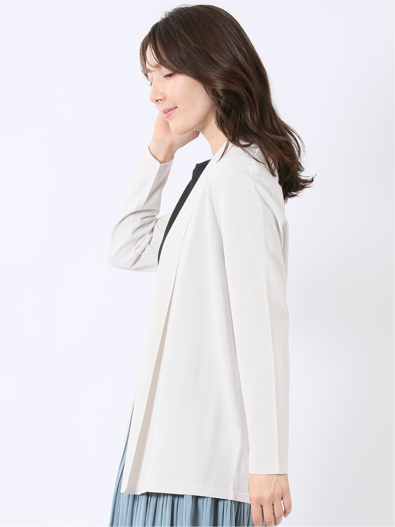 【SALE／10%OFF】m.f.editorial 快適機能 前立てリブ トッパー ニット カーディガン タカキュー トップス カーディガン ホワイト【送料無料】