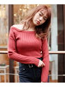 【SALE/30%OFF】LIP SERVICE スクエアネックニットTOPS リップサービス ニット 長袖ニット ピンク ベージュ ホワイト ブラウン ブラック【送料無料】