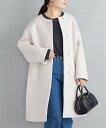 【SALE／60%OFF】SHIPS WOMEN SUPER140 ノーカラー コクーン コート◇ シップス ジャケット・アウター ムートンコート ネイビー ホワイト グレー ブラウン【送料無料】