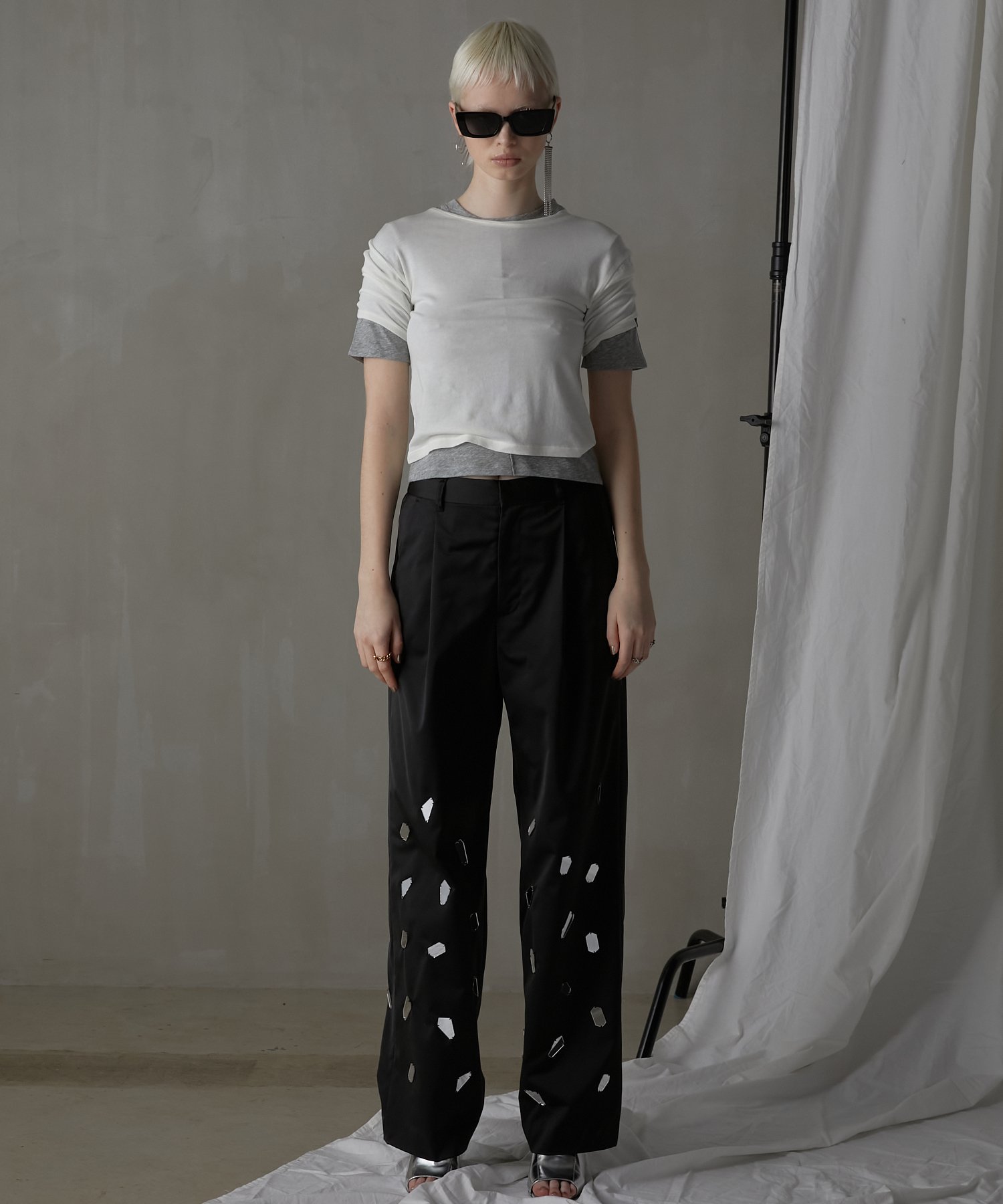 【SALE／30%OFF】PRANK PROJECT ミラーエンブリッシュパンツ / Mirror Embellished Pants プランク プロジェクト パンツ その他のパンツ ピンク ブラック【送料無料】