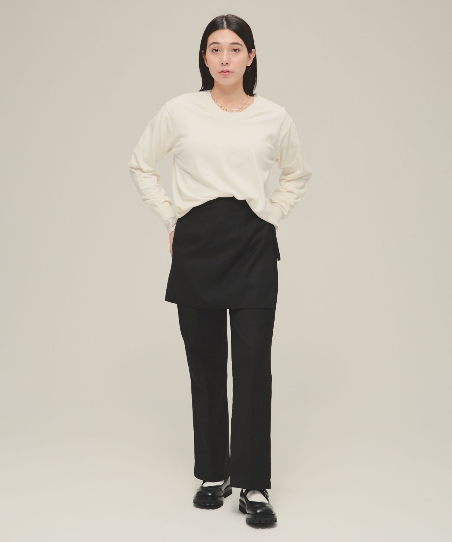 eL Wrap Skirt Pants ジーナシス パンツ スラックス・ドレスパンツ ブラック グレー