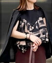 NOLLEY'S 【追加】スカーフ柄ビスチェ付き風Tシャツ ノーリーズ トップス カットソー・Tシャツ ブラック ホワイト【送料無料】