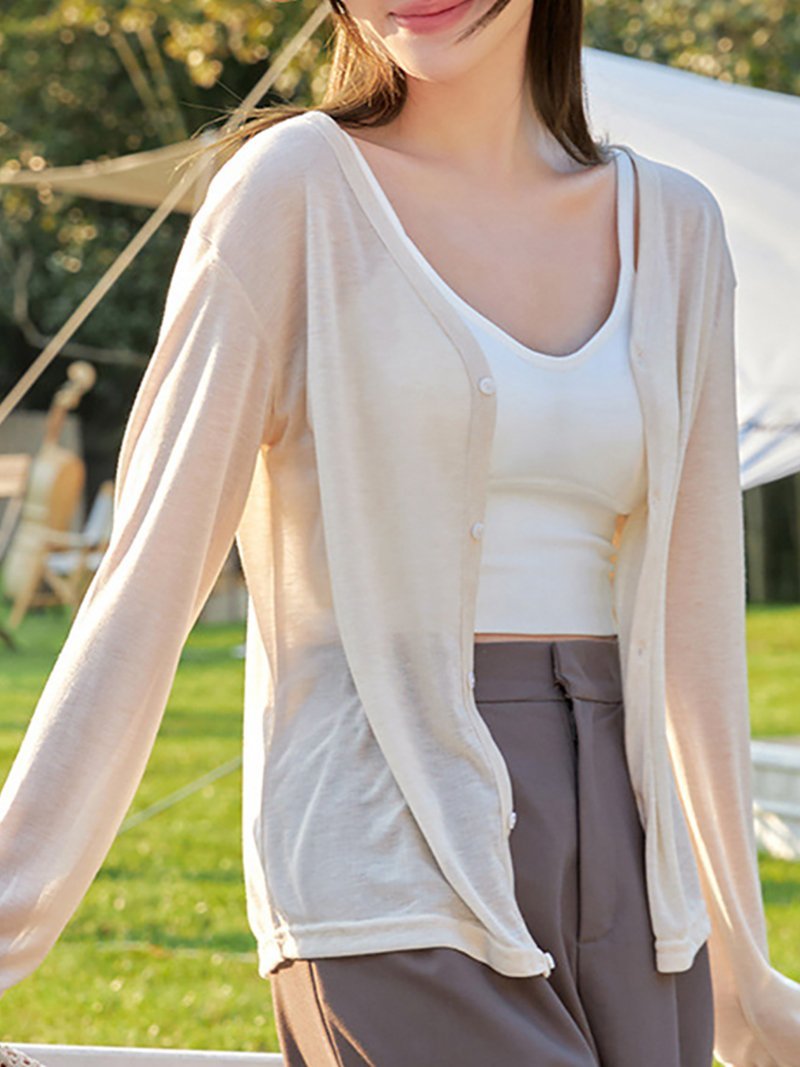 【SALE／35%OFF】Doux Belle サマーカーディガン シアー 薄手 ドゥー・ベル トップス カーディガン ベージュ ピンク ホワイト ブラック ブルー グレー グリーン