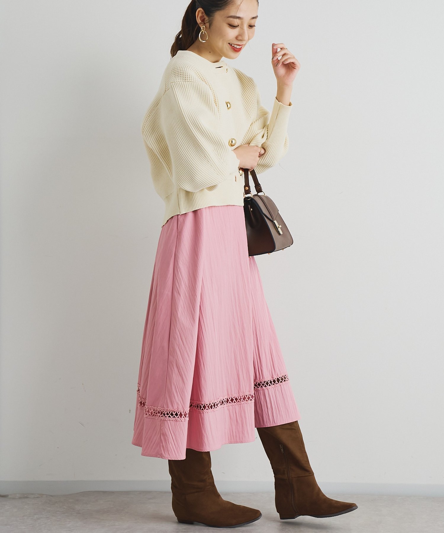 【SALE／90%OFF】un dix cors 《低身長サイズあり・1枚で主役級◎》ランタンスリーブレースワンピース アンディコール ワンピース・ドレス その他のワンピース・ドレス ピンク ブラックのサムネイル