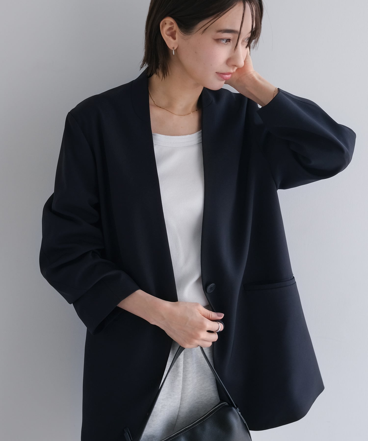 楽天市場】アンドミー ノーカラージャケット（レディースファッション
