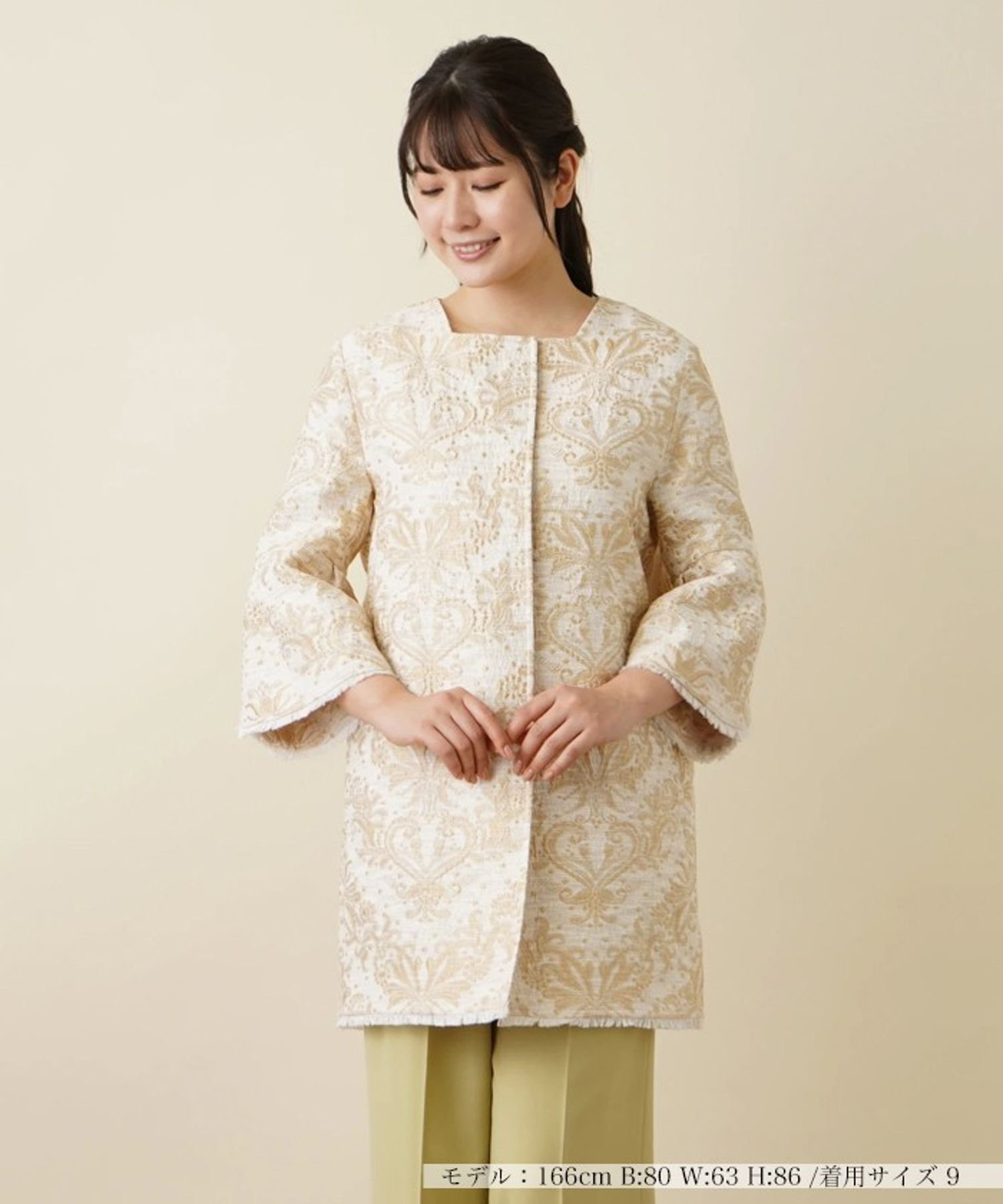 Leilian ジャガード刺繍ジャケット レリアン ジャケット・アウター テーラードジャケット・ブレザー ベージュ