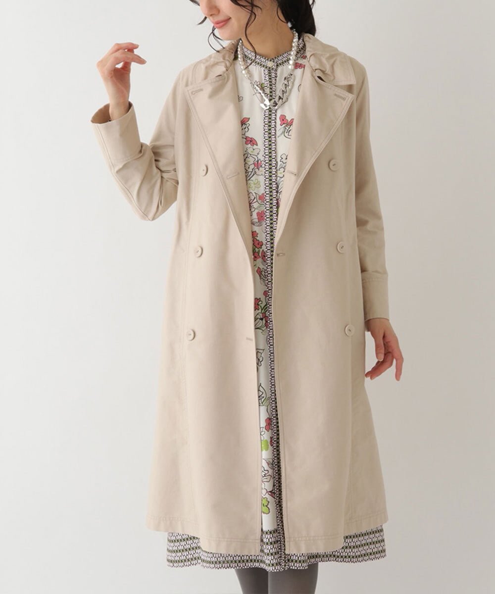 【SALE/50%OFF】HIROKO BIS 【洗える】デニム調タフタトレンチコート ヒロコ ビス ジャケット・アウター トレンチコート ブルー ベージュ【送料無料】