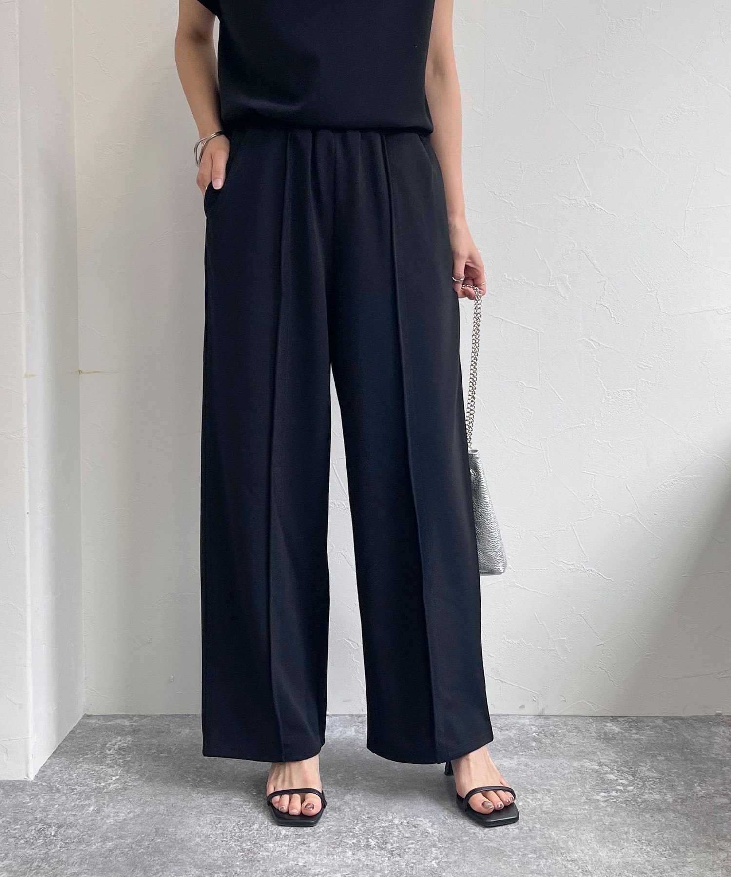 【SALE／30%OFF】fredy emue 【セットアップ可能】カットジョーゼットパンツ フレディ アンド グロスター パンツ その他のパンツ ブラック ネイビー ベージュ【送料無料】のサムネイル