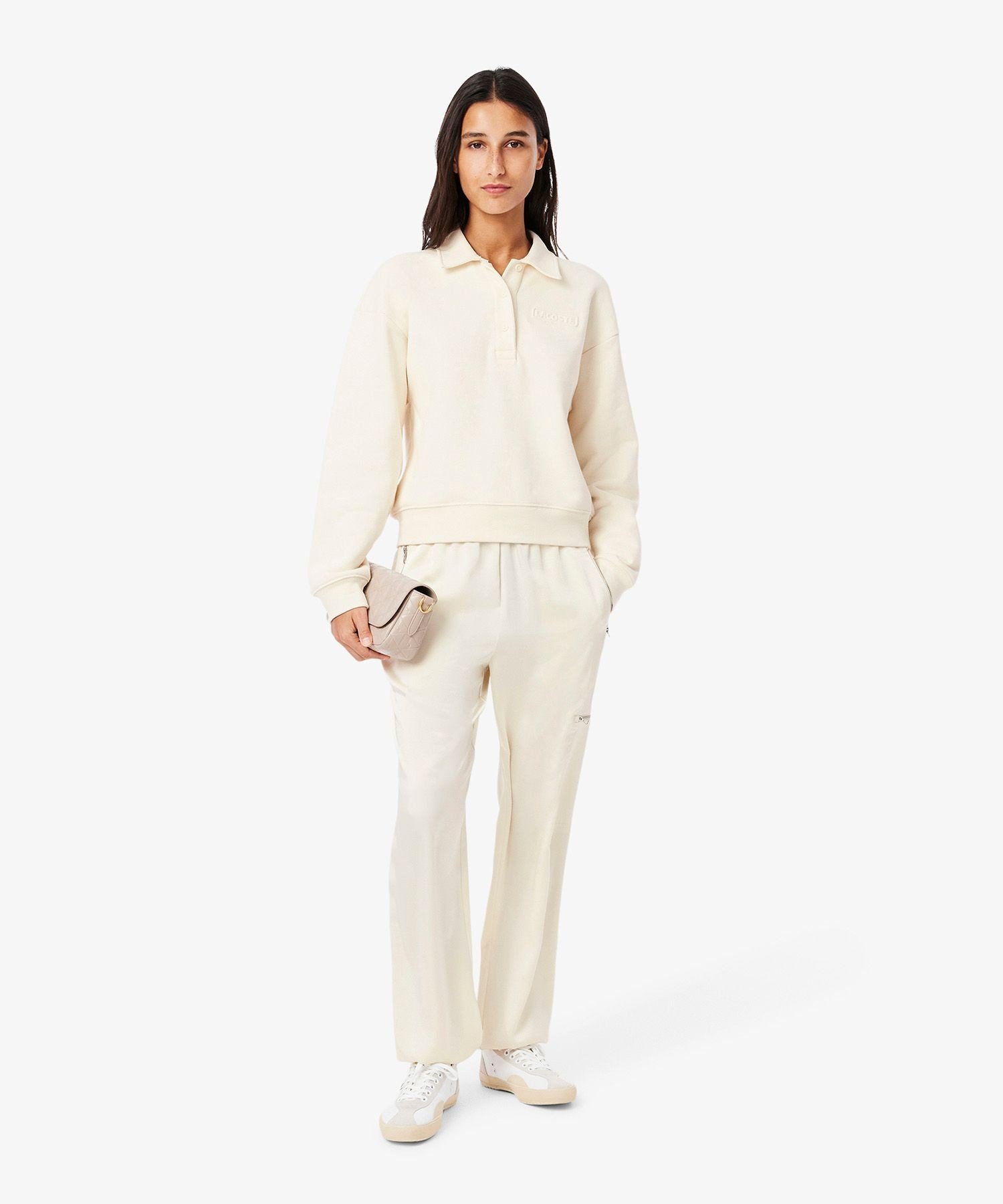 【SALE／40%OFF】LACOSTE シルキーフェイストラックパンツ ラコステ パンツ ジャージ・スウェットパンツ ホワイト【送料無料】
