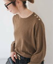 Spick & Span 《予約》VIS/Wショルダーボタンプルオーバー スピックアンドスパン トップス ニット ブラウン ブラック【送料無料】
