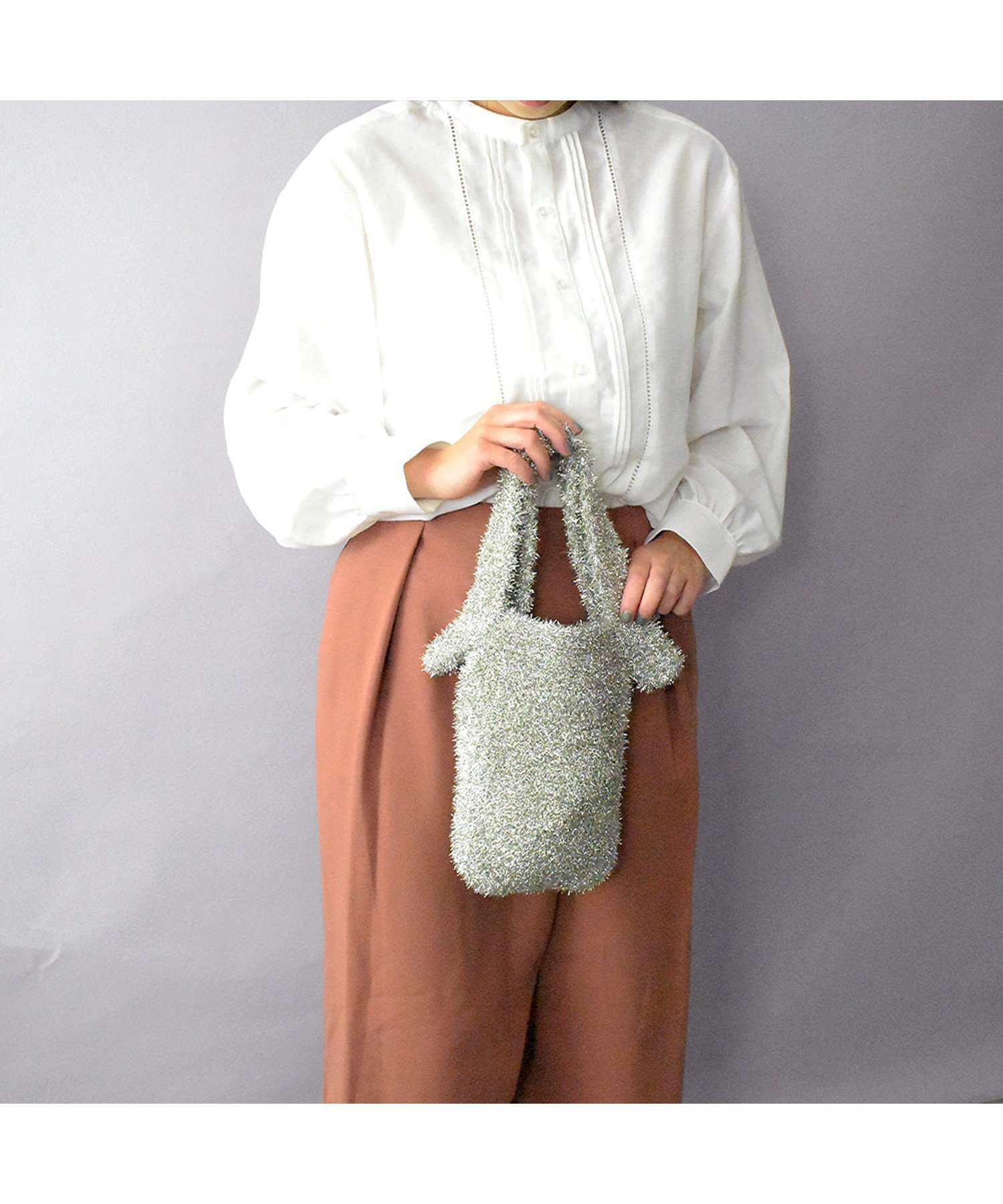 【SALE／40%OFF】LAZY SUSAN ミニバッグ カカトゥウサギクロシェ レイジースーザン バッグ トートバッグ グリーン オレンジ シルバー
