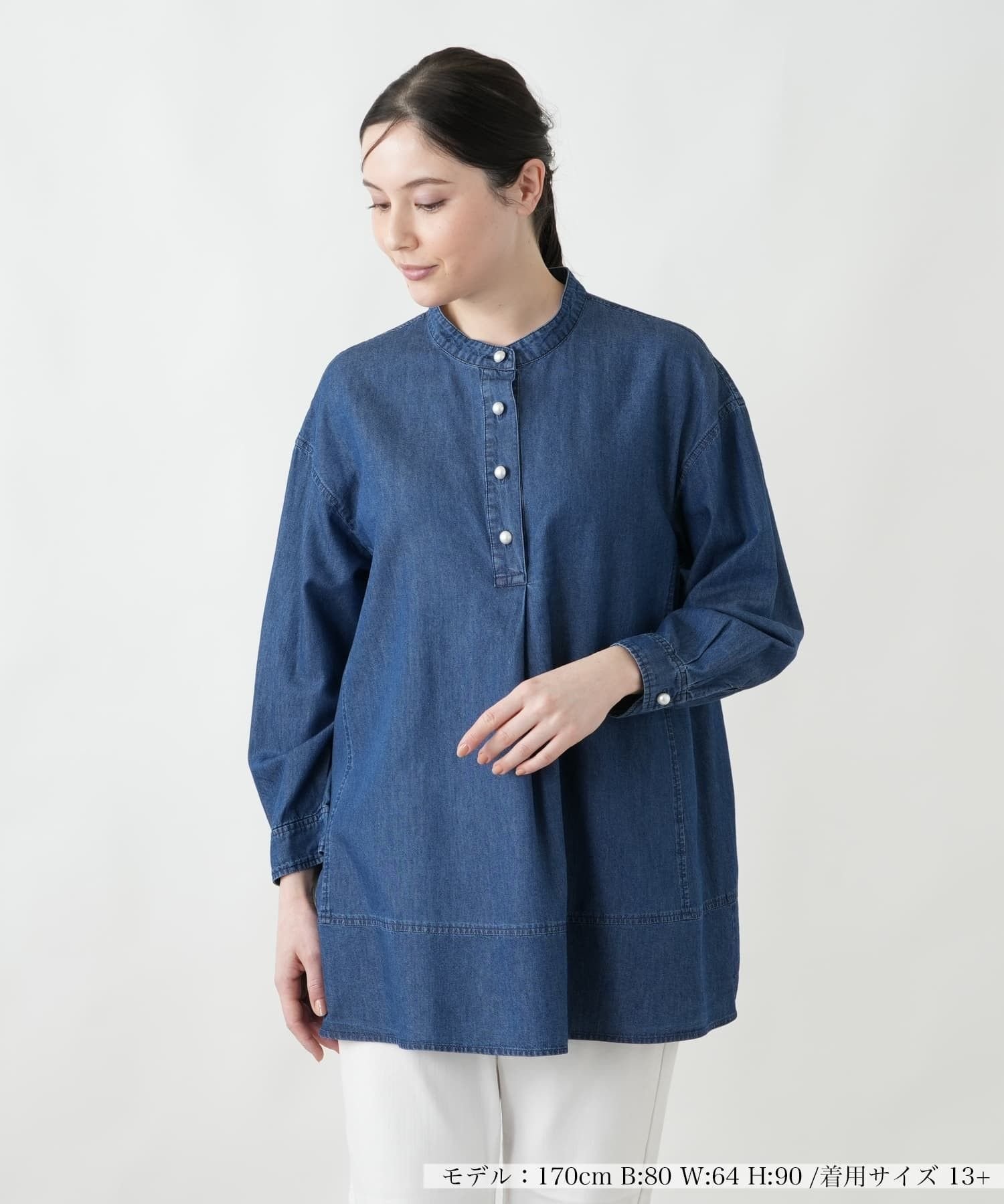 Leilian PLUS HOUSE 【店頭人気】ブラウス【プラス企画】 レリアン プラスハウス トップス シャツ・ブラウス ブルー