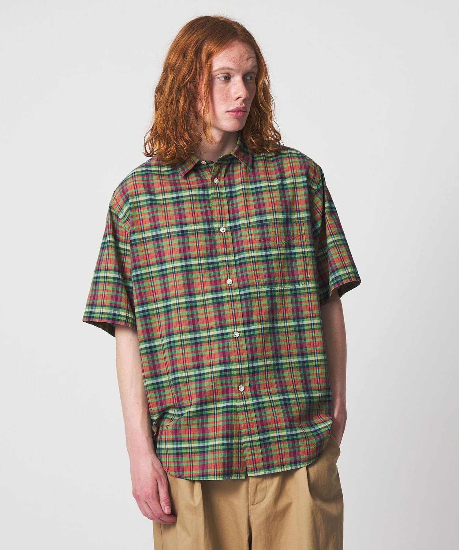 & SONS ＜UNITED ARROWS & SONS＞ MADRAS CHECK REG SHIRT/ショートスリーブシャツ ユナイテッドアローズ トップス シャツ・ブラウス パープル